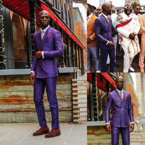 Men Blazers Banquet Party Prom Slim Fit Wedding Tuxedo Suit Jacket Double Breasted Costume Nightclub Singer 2 Pieces