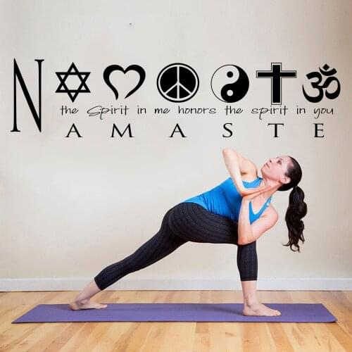 Namaste Yoga Quote Logo Hindu Spirit Wall Sticker Gym Yoga Hindu Logo Inspirational Quote Wall Decal Vinyl Decor