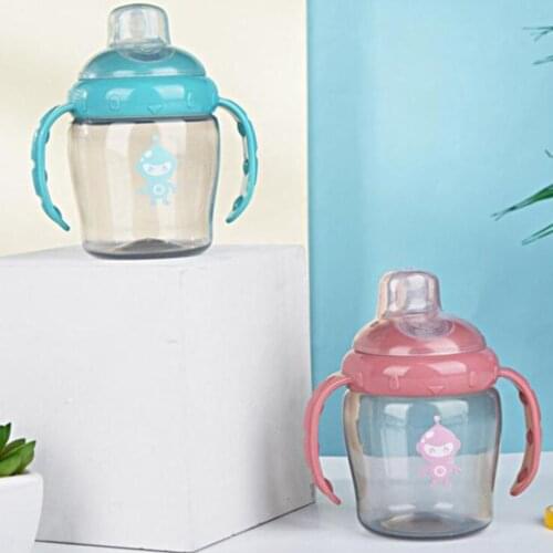 2020 New Robot Printing Pp Duckbill Cup Baby Training Drinking Cup Baby Kettle Double Handle Learning Drink Cup