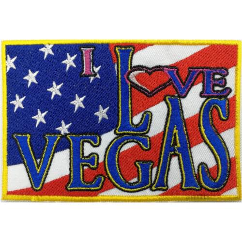 New Arrival I LOVE VEGAS Embroidered of 3D Embroidery Customization Iron on or Hook for You Logo Clothing Eco-Friendly