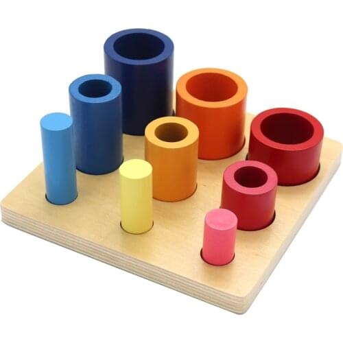 Montessori Educational Wooden Toys Circles Cylinders Sorting Block for Children Colors Cognize Preschool Brinquedos Juguets