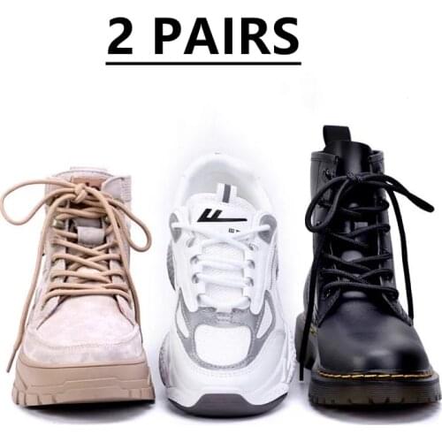 2 Pairs Solid Round Pure Round Shoelaces Beige Laces Durable Polyester Off Lace White Boots Martin Boots Hiking Snow Lace Shoes