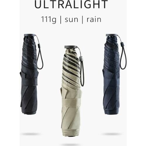 Ultralight 111g Small Thin Umbrella Portable Sun UV Protection Umbrellas Rain Women Folding Black Umbrella Kids Parasol Outdoor
