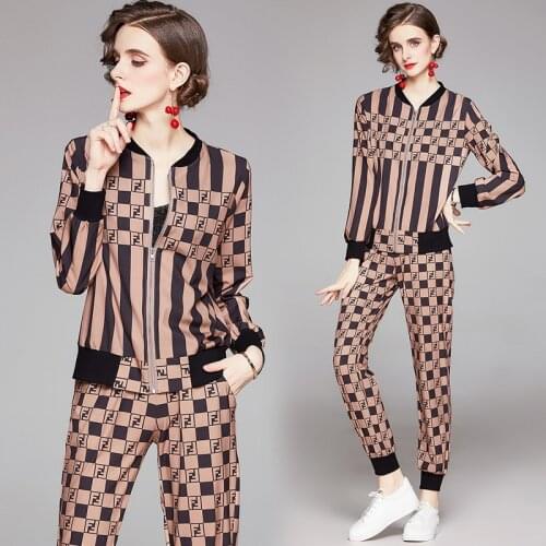 Casual Zipper Jackets 2 Piece Set Women Clothes Autumn Top and Sporting Pants Sweat Suit Two Piece Vocation Outfit Matching Sets