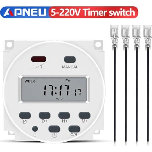 CN101A 5V 12V 24V 110V 220V Digital Timer Switch 7 Days Weekly Programmable Time Relay Programmer Built-in Rechargeable Battery