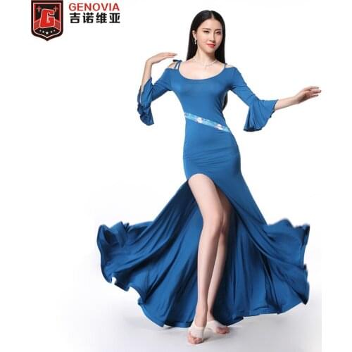 2019 Sexy Women Belly Dance Costumes Performance Club Stage 2Pics Top &Long Skirt