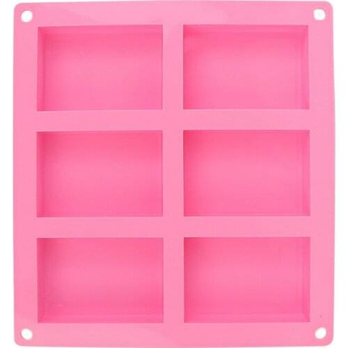 Silicone Soap Mould 6 Cavity Rectangle Bake Tray Portable for Homemade DIY Mold ALI88