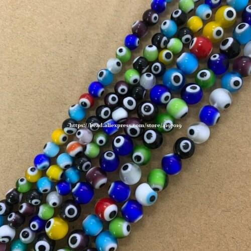 Free Shipping Multi Colors Evil Eye Lampwork Glass Beads 6 8 10mm Pick Size For Jewelry Making