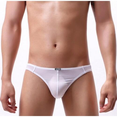 Thong and G String Men Sexy Underwear Ice Silk Ultra-Thin Briefs Panties cueca Underpants Tanga hombre Exotic Lingerie Panties