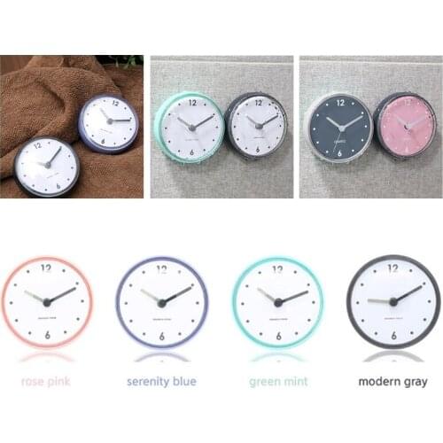 Bathroom Waterproof Wall Hanging Suction Cup Clock Simple Design Wall Watch T8DC