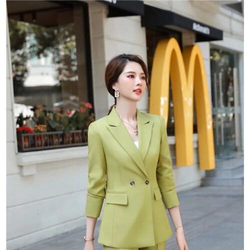 Ladies Elegant Green Long Sleeve OL Styles Blazers Jackets Coat for Women Business Work Wear Autumn Winter Blaser Outwear Tops