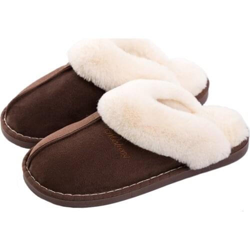 Winter Slippers Women Furry Home Shoes Suede Warm Indoor Slides Men Bedroom Slippers Plush Couples Footwear Soft Non-slip Shoes