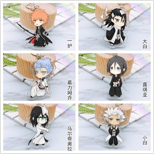 1pcs Anime Keychain Bleach Ichigo Ulquiorra cifer Renji Gin Toushirou Charms Pendant Keychain kulcstarto Keyrings
