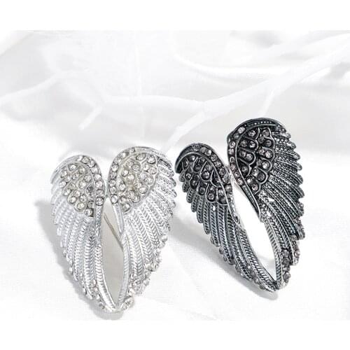 1Pc Vintage Brooches Angel Wings Rhinestone Brooch Pin Glitter Collar Pin Clothes Decor Luxury Exquisite Corsage Enamel Pin