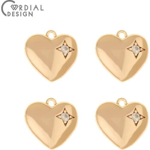 Cordial Design 10Pcs 15*15MM Necklace Pendant/Genuine Gold Plating/DIY Making/Heart Shape/Hand Made/Jewelry Findings Components