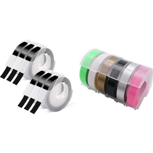 12 Roll Embossing Label Maker Tape 3D Plastic 9mm x 3Meter Embossing Label Tape for Dymo Label Maker