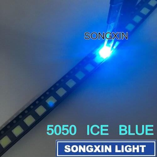 2000PCS 5050 ice blue smd led Plcc-6 smd 5050 sky blue led ice blue water clear blue diode led 5.0*5.0mm chip-3