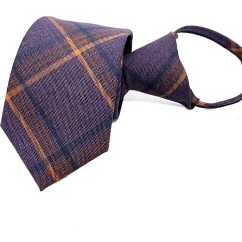 2021 New Brand Mens Zipper Tie Male Business Suit Necktie Classic Plaid 7CM Ties Fashion Formal Detachable collar With Gift Box