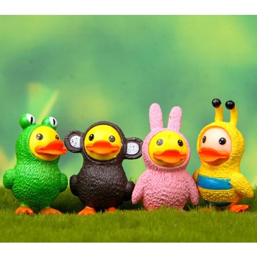 4 Pcs/Set Duck Cosplay bee Ornament Garden Nest Miniatures Small Pasture for Dollhouse DIY Fairy Decoration Statue Plant