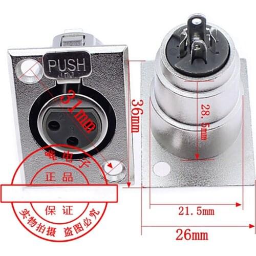 50 pcs High quality rectangular 3-pin female XLR seat professional audio 3-pin female XLR seat