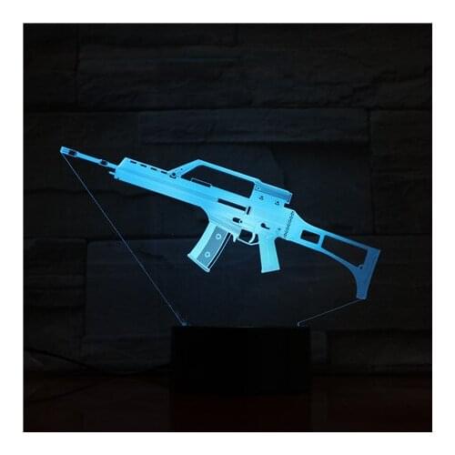 Acrylic 3D Nightlight Touch Switch Night Light LED Submachine Gun Lamp Kids Bedroom Atmosphere Decor Boys Birthday Holiday Gift