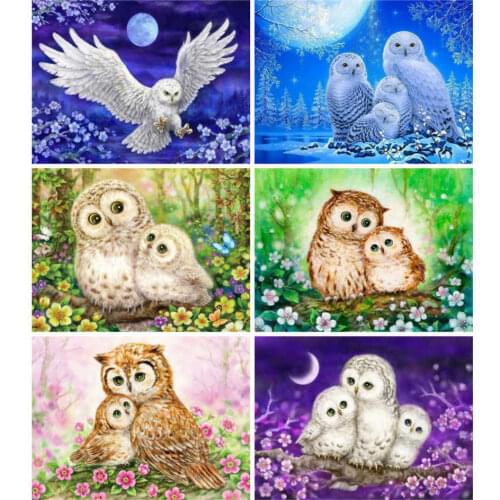 AZQSD 5d Diamond Painting Owl Cross Stitch Diamond Embroidery Animal Handmade Rhinestones Gift Home Decor Needlework
