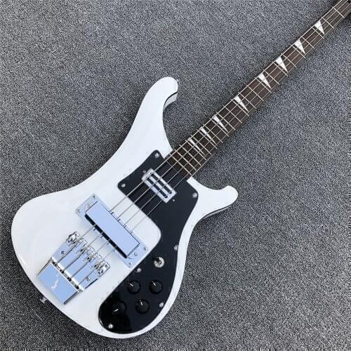 High Quality White 4 Strings Bass Guitar,Solid Wood Ricken 4003 Electric Bass Guitarra with Rosewood Fingerboard