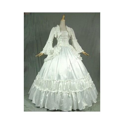White ruffle bowknot vintage ball gown venice medieval dress Renaissancequeen dress Victorian cosplay ball gown Belle