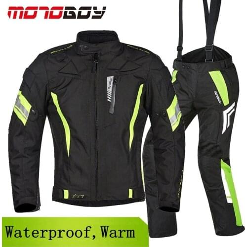 Free shipping 1set Mens Motorbike Textile Suit Motocross Reflective light Waterproof Armoured Warm Motorcycle Jakcet and pants