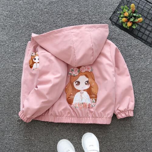 Girls Childrens Windbreaker Jacket Child Fashion Casual Coat Floral Spring Summer Jacket Girl Baby Clothes Thin Waterproof 2-7Y
