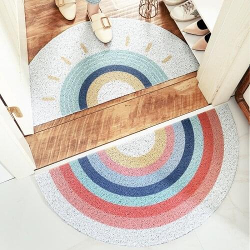 Geometric Abstract PVC Semi-Circular Entrance Doormat Home Entry Door Wear-Resistant Anti-Slip Mat Foot Pad