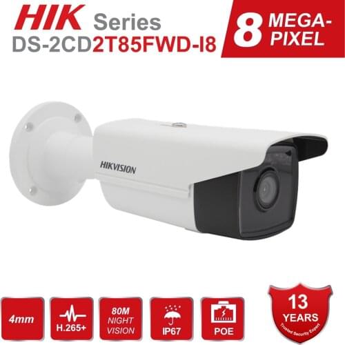 HIKvision 8MP IP Camera 4K Outdoor DS-2CD2T85FWD-I8 4mm Security Bullet IP Cameras PoE Built-in SD Card Slot Onvif AU Stocks