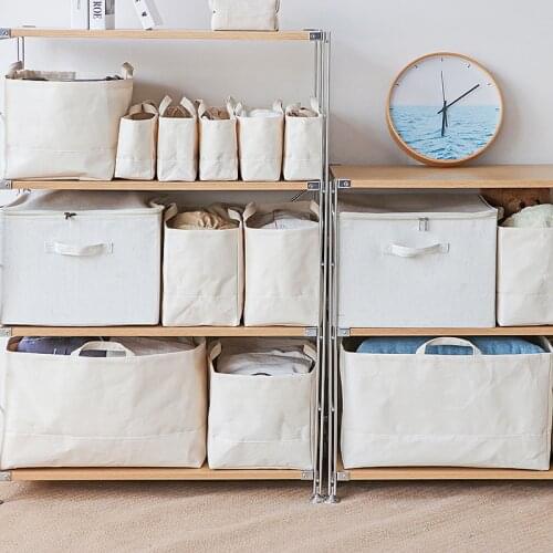 Canvas Fabric with Handle Waterproof Storage Basket Folding Sundris Storage Basket