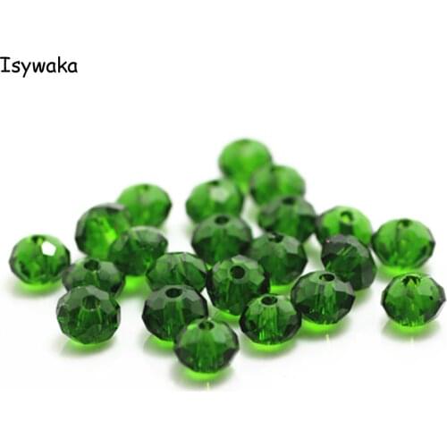 Isywaka Deep Green Colors 4*6mm 50pcs Rondelle Austria faceted Crystal Glass Beads Loose Round Beads for Jewelry Making