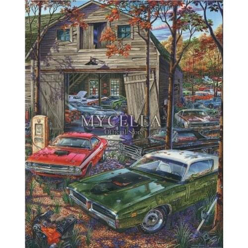 Cars on the Farm 5D DIY Diamond Painting Cross Stitch Scenery Full Needlework Diamond Embroidery Home Decor Christmas Gifts