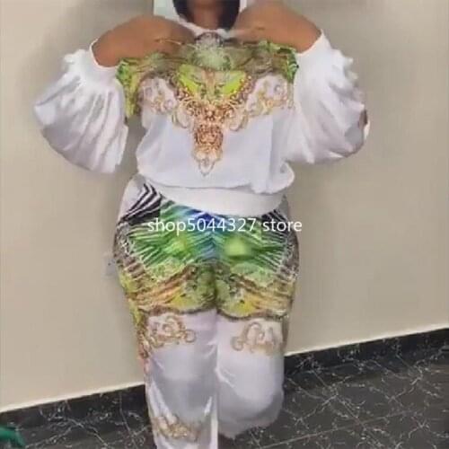 2 Two Piece Women Set African Clothes Dashiki Fashion Africa Hoodies And Pants Super Elastic Party Suits Lady Africa Clothing
