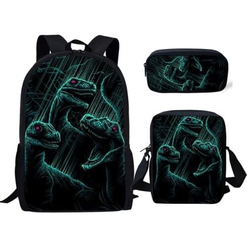 3pcs Set Backpack Kid Girl Boy Cool Animal Dragon Dinosaur School Bag Satchel Daily Children Rucksack Student Bag