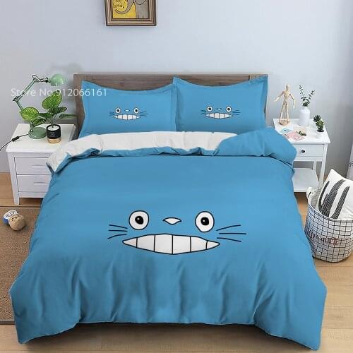 Cartoon Totoro Bedding Set Anime My Neighbour Totoro Duvet Cover Twin Full Queen King Size Home Bedspread Pillowcase 2/3 Piece