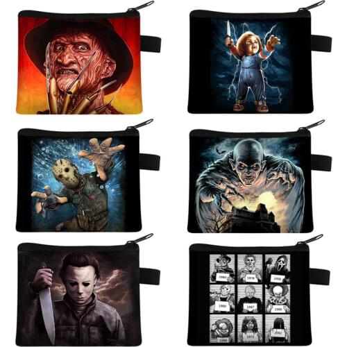 Classic Horror Movie Chucky Michael Myers Coin Purse Lady Mini Coin Bag New Credit Card Wallet Multifunctional Shopping Bags