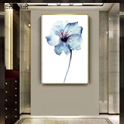 Embelish 1 Pieces Beautiful Blue Watercolor Flowers HD Canvas Paintings For Living Room Home Decor Fashion Wall Large Pictures