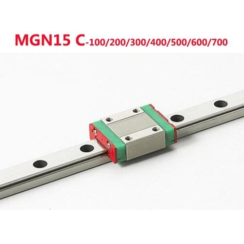 1PC MGN15 Linear Rail Guide Width 15mm Length 100 200 300 400 500 600 700 mm with 1PC Linear Block MGN15C