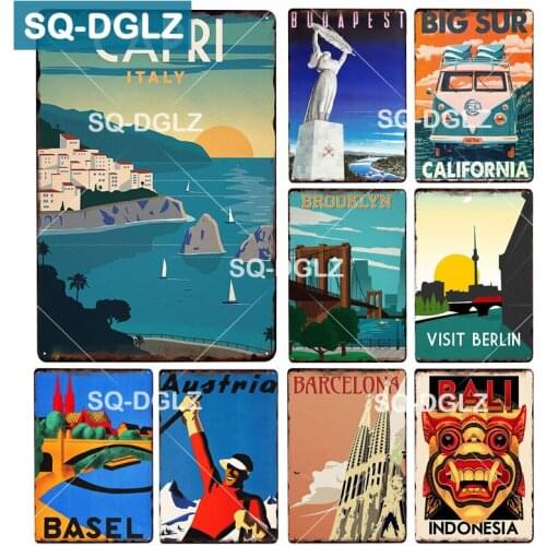 [SQ-DGLZ] Coastal City Metal Sign Tin Sign Vintage Decor Plaque Crafts Home Decor Painting Plaques Art Poster