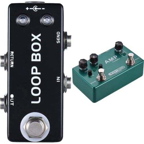 Mosky Mini Guitar Effect Pedal Loop Box Switcher Channel Selection & Amp Turbo Guitar Effect Pedal 2 in 1 Boost