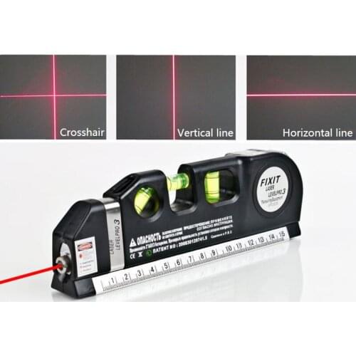 8 in 1 Multi Purpose Laser Level 3X Spirit Levels 3X Red Laser Pointer 2.5m Tape Measure 6 Inch Standard Imperial Ruler