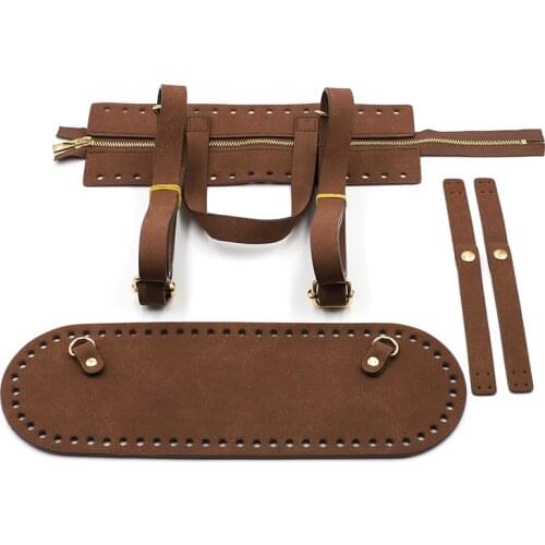 Leather Bag Set For Diy Backpack Handmade Handbag Accessories Bag Bottom Shoulder Strap Gold Zipper Women Shoulder Bag