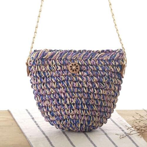Chinese style new lovely straw bag shoulder Messenger bag changeable woven bag beach leisure handbags