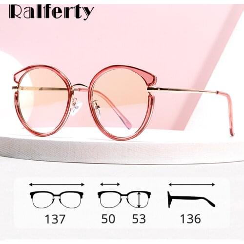 Ralferty Retro Anti Blue Glasses Computer Goggles Pink Eyeglasses Frame Women Round Myopia Optical Prescription Glasses Frame