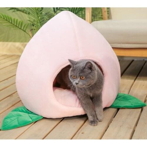 Pet Dog Cat Tent House Kennel Fruit shape Nest Soft Peaches Sleeping Pad Animal Puppy Cave Sleeping Mat Nest Kennel Pet Supply