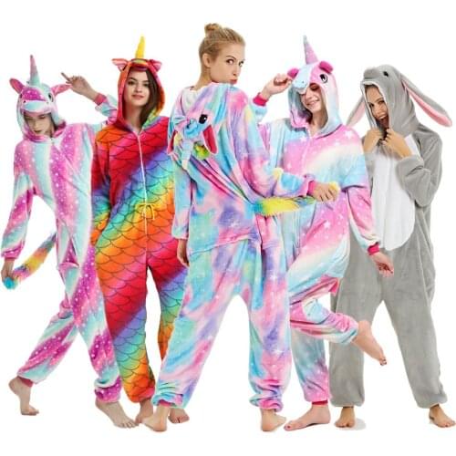 Kigurumi Unicorn Pajamas For Girls Boys Hooded Animal Stitch Panda Cartoon Blanket Sleepers Costume Winter Women Licorne Onesies