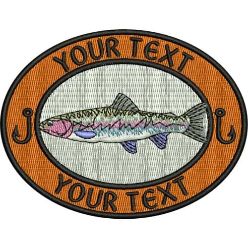 Custom Go Fishing Embroidered Name Tags Patch Iron on Backing Hook Backing